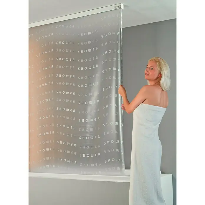 Eco-Dur Duschrollo deluxe - 134 x 240 cm, Shower, Weiß/Silber - Stimmungsaufnahme