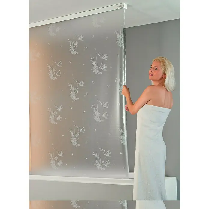 Eco-Dur Duschrollo deluxe - 134 x 240 cm, Fische, Weiß - Stimmungsaufnahme