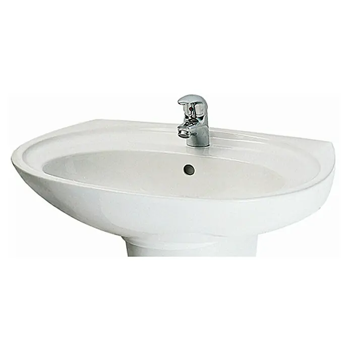 Camargue Arles Waschbecken - B x L: 45 x 36,5 cm, Ohne Spezialglasur, Hahnloch: Mitte, Mit Überlauf, Weiß