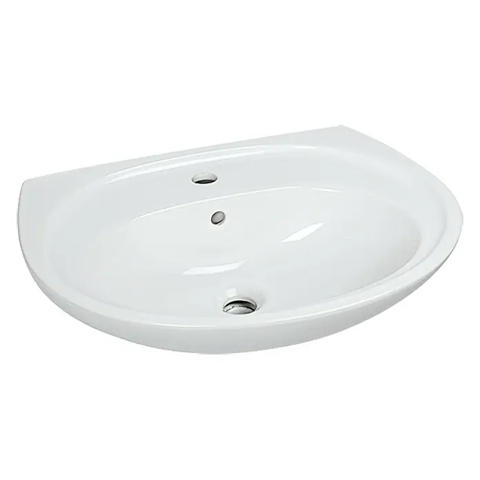 Camargue Arles Waschbecken - B x L: 45 x 36,5 cm, Ohne Spezialglasur, Hahnloch: Mitte, Mit Überlauf, Weiß