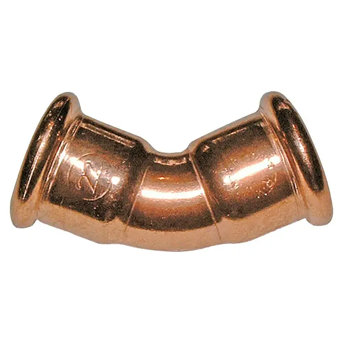 Kupfer-Pressbogen II - Durchmesser: 22 mm, Winkel: 45 °