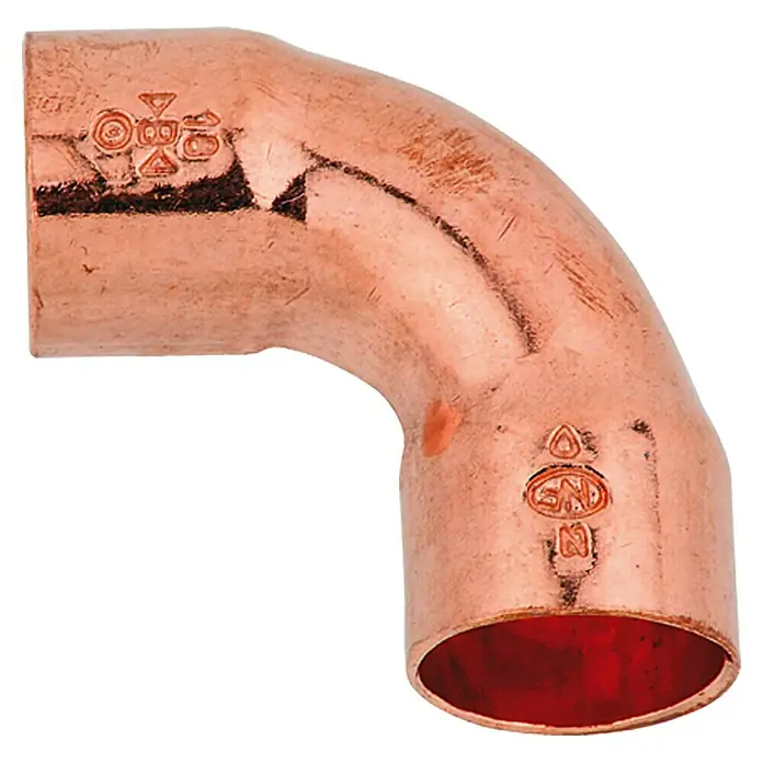 Kupfer-Bogen 5002A - Durchmesser: 18 mm, Winkel: 90 °, 1 Stk. - Vorderansicht