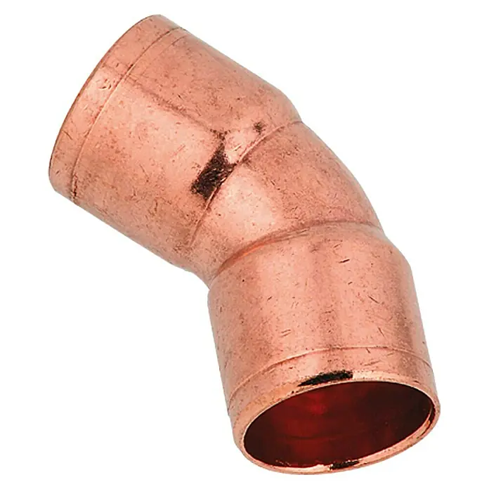 Kupfer-Bogen 5041 II - Durchmesser: 22 mm, Winkel: 45 °, 1 Stk. - Vorderansicht