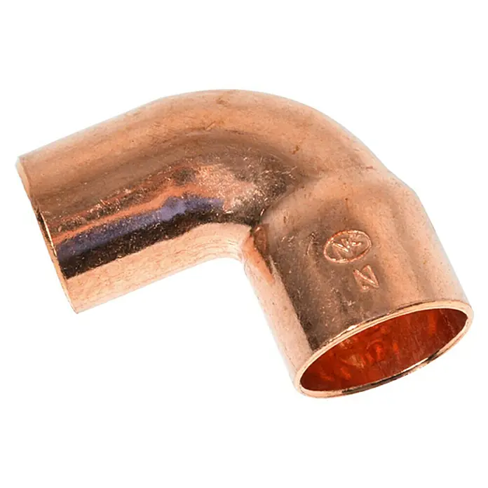 Kupfer-Winkel 5092 IA - Durchmesser: 22 mm, 90 °, Muffe mit Einsteckstück - Vorderansicht