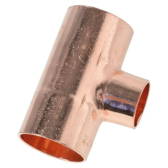 Kupfer-Reduzier-T-Stück 5130 - Durchmesser: 22 x 15 x 22 mm - Vorderansicht