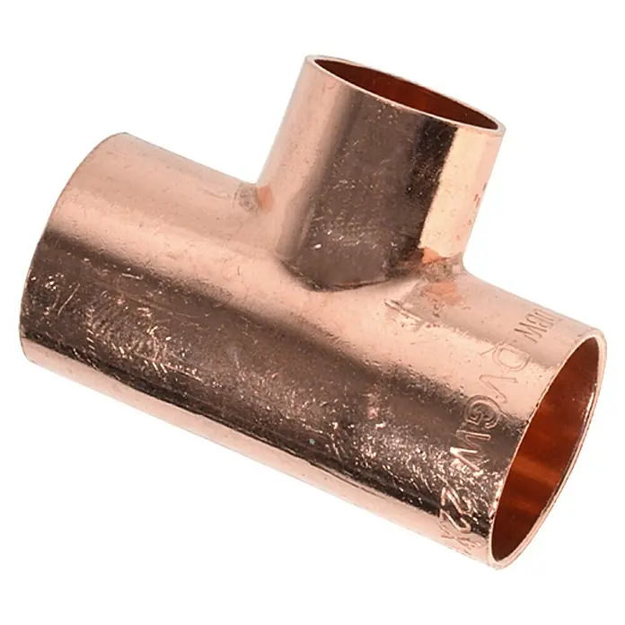 Kupfer-Reduzier-T-Stück 5130 - Durchmesser: 22 x 18 x 22 mm - Vorderansicht