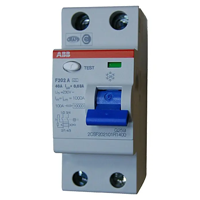 ABB System pro M compact FI-Schutzschalter F202 - 40 A, 2-polig, Bemessungsfehlerstrom: 0,03 A - Rückansicht