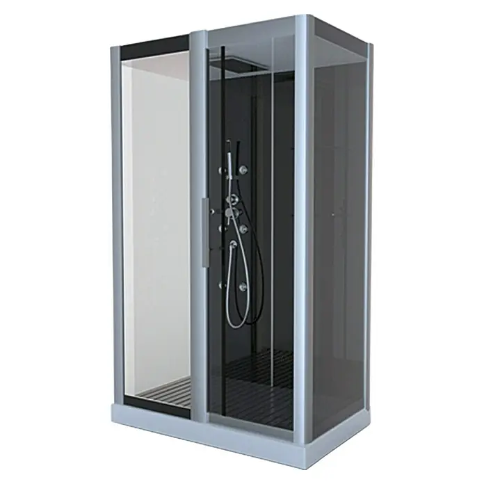 Komplettdusche Atrium 2 - 85 x 115 x 215 cm, Schwarz/Silbergrau