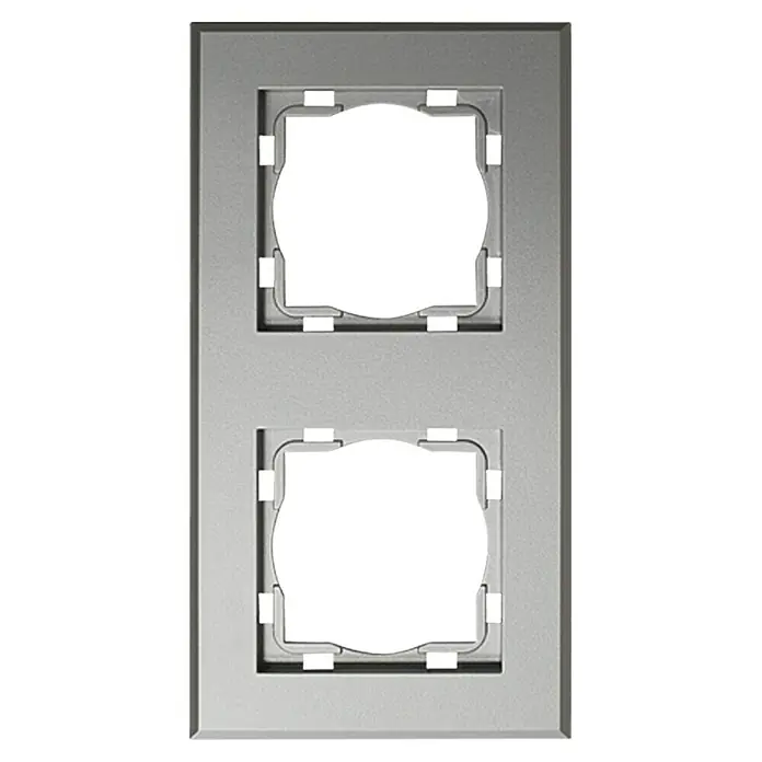 Voltomat ART Abdeckrahmen - Silber, 2-fach, Kunststoff, Unterputz - Vorderansicht