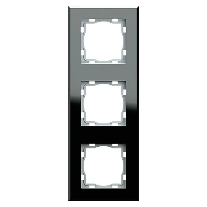 Voltomat ART Glas-Abdeckrahmen - Schwarz, 3-fach, Unterputz - Vorderansicht