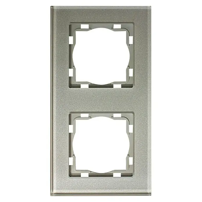 Voltomat ART Glas-Abdeckrahmen - Silber, 2-fach, Unterputz - Vorderansicht