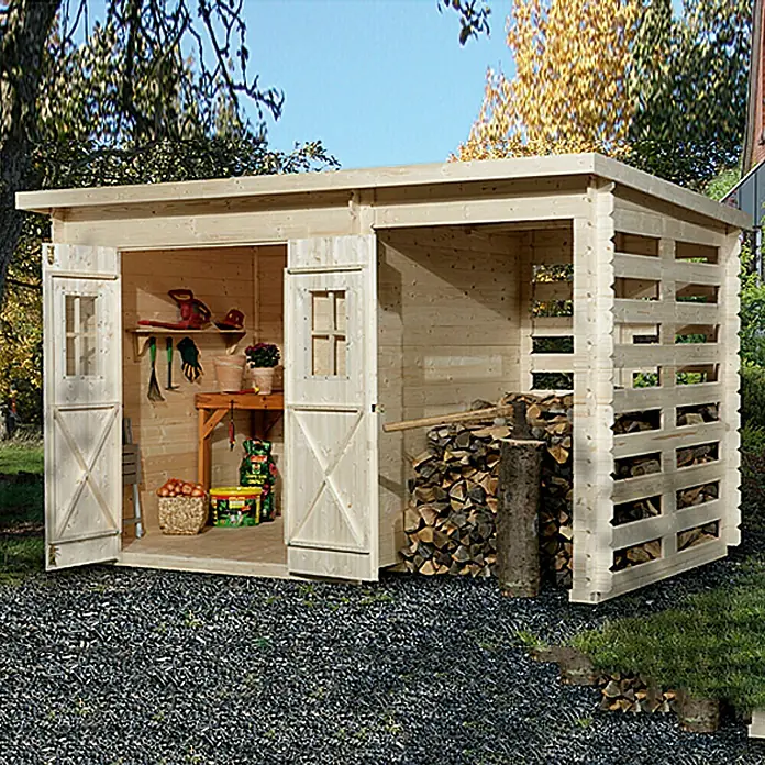 Weka Blockbohlenhaus Milano Plus - 19 mm, 6,6 m² - Vorderansicht