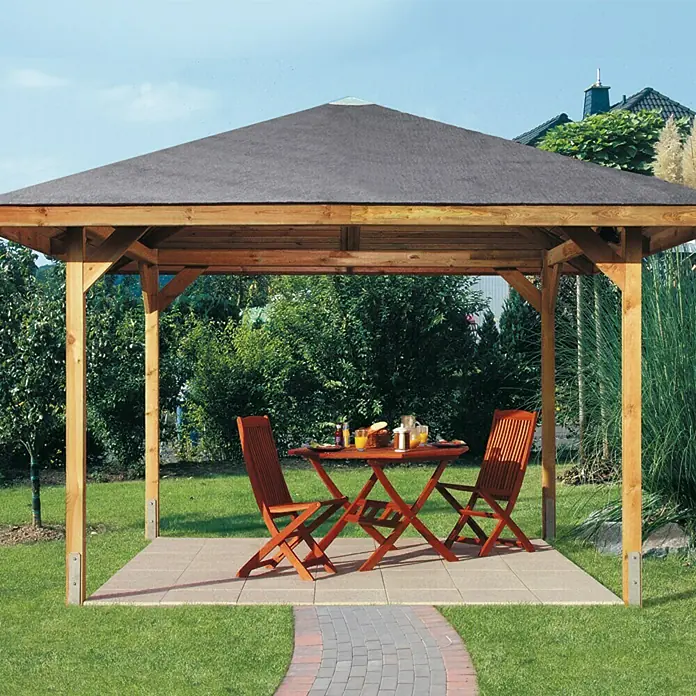 Weka Pavillon Mitsommer - 9,24 m², Fichte/Kiefer - Vorderansicht