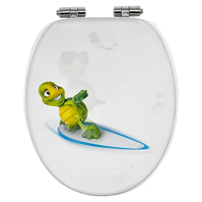 Poseidon WC-Sitz Surfing Turtle - Mit Absenkautomatik, MDF, Mehrfarbig