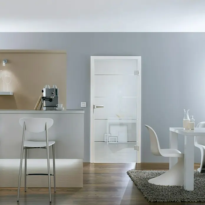 Diamond Doors Glastürbeschlag Sky UV - Aluminium EV1, Bandbohrung/Bänder: Office 3-teilig, Unverschließbar - Stimmungsaufnahme