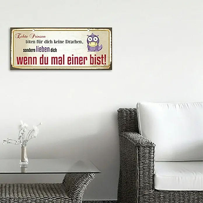 Blechschild - Antik/Vintage/Retro, 60 x 25 cm, Prinzen und Drachen - Stimmungsaufnahme