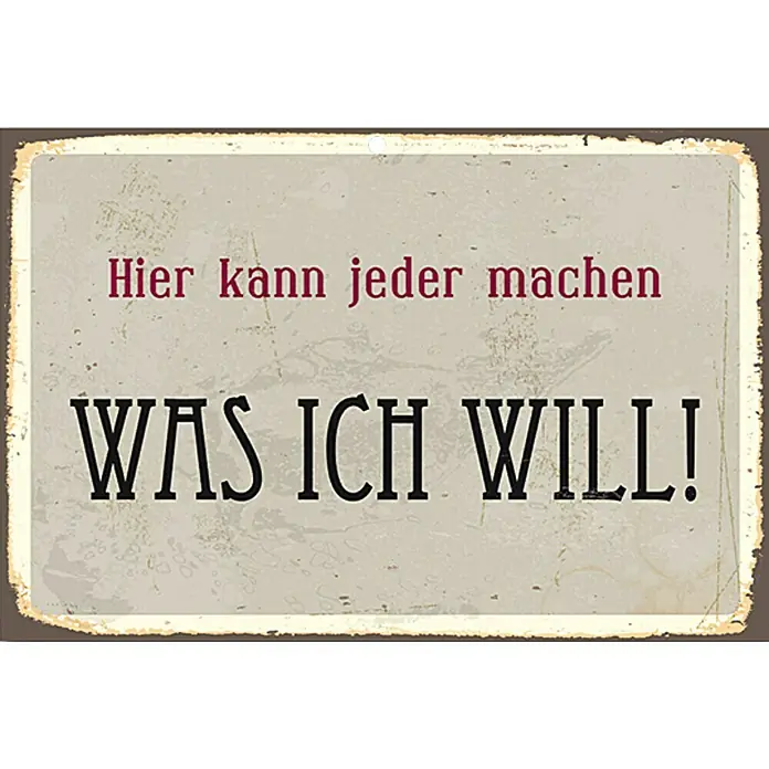 Blechschild - Antik/Vintage/Retro, 45 x 30 cm, Was ich will