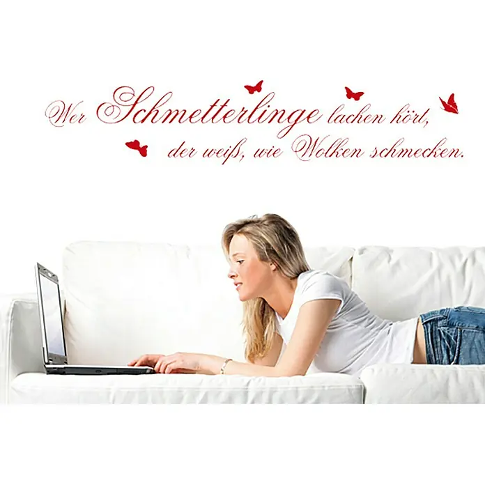 Wandtattoo - Schmetterlinge, Rot, 119 x 24 cm - Stimmungsaufnahme