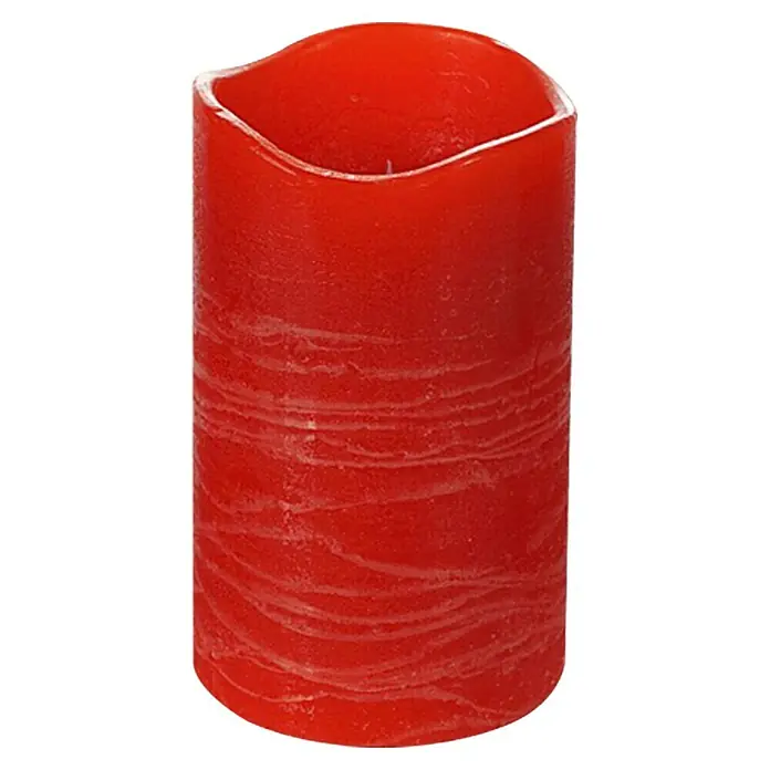 Flower Power LED-Kerze MEDIO - Rot, Höhe: 12 cm, Durchmesser: 7,5 cm, Echtwachs - Vorderansicht