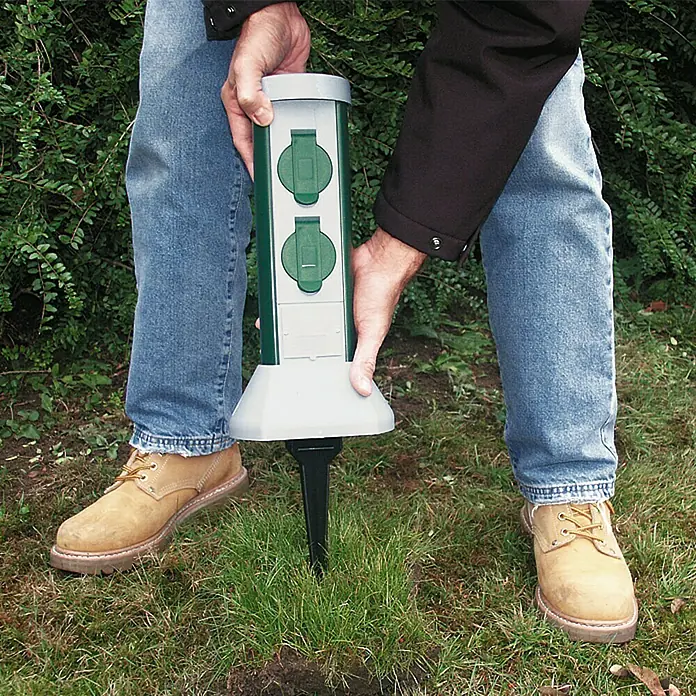 REV Green Craft Vrtni stup s utičnicama - 2-struko, 3.500 W, Visina: 37 cm