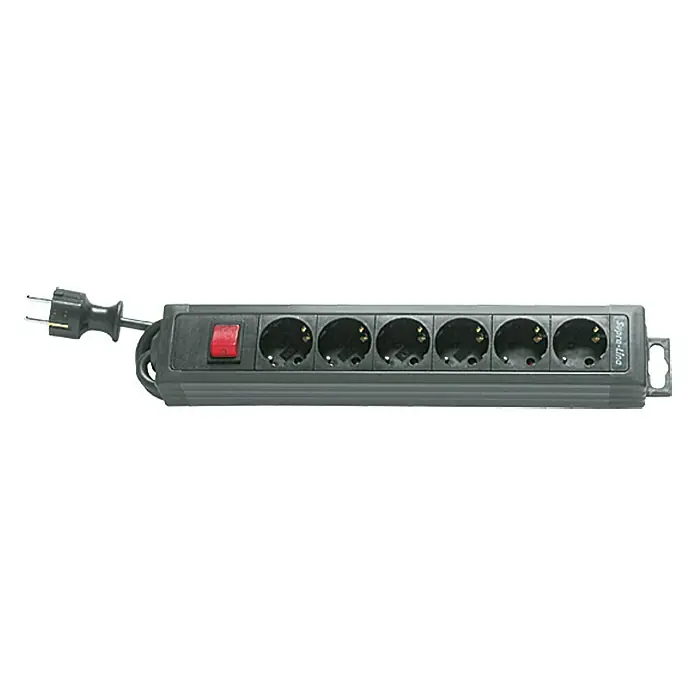 SupraLine Base de enchufe múltiple - Número de enchufes Schuko: 6 ud., Negro