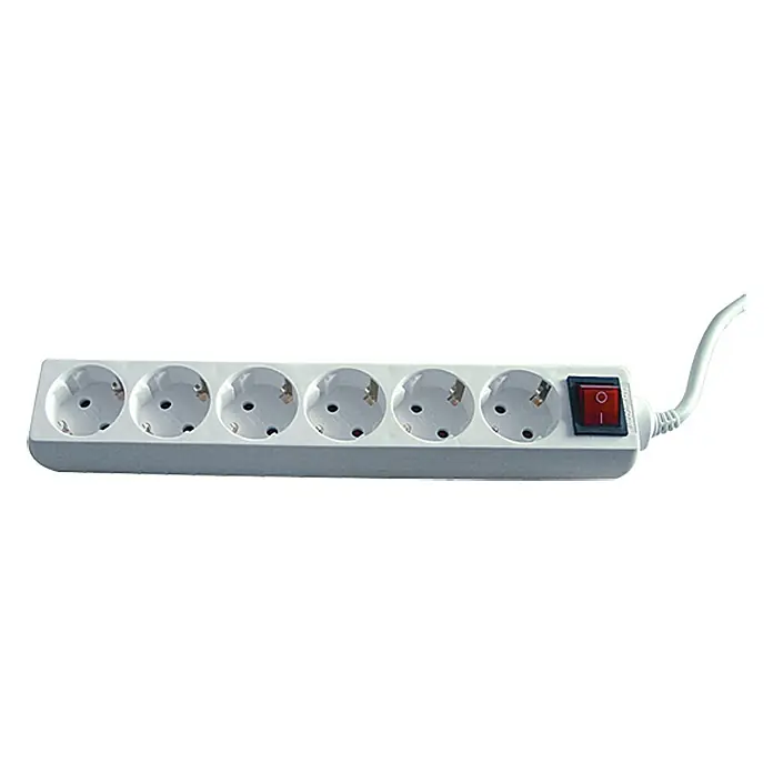 Steckdosenleiste - Anzahl Steckdosen Schuko: 6 Stk., Weiß, Kabellänge: 1,4 m, 3.500 W