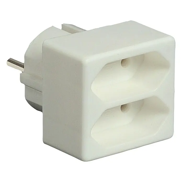 UniTEC Euro-Adapter - Weiß, Anzahl Steckdosen Euro: 2 Stk., 2 x 2,5 A, 1.250 W - Linke Seitenansicht