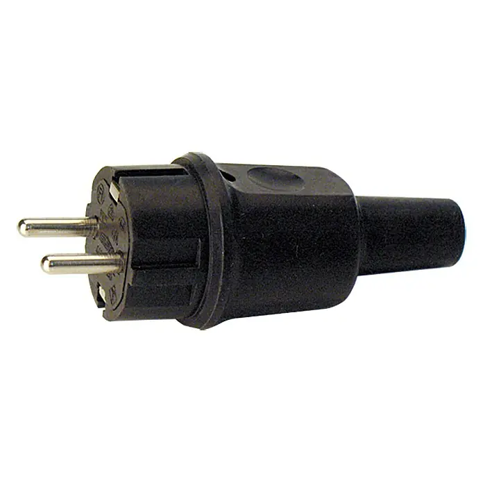 UniTEC Utikač za kabel - 250 V, 16 A, IP44, Crne boje, Zaštita od savijanja kabela