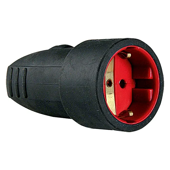 UniTEC Gummi-Schutzkontakt-Kupplung - Leicht, 250 V, 16 A, IPX4, Schwarz