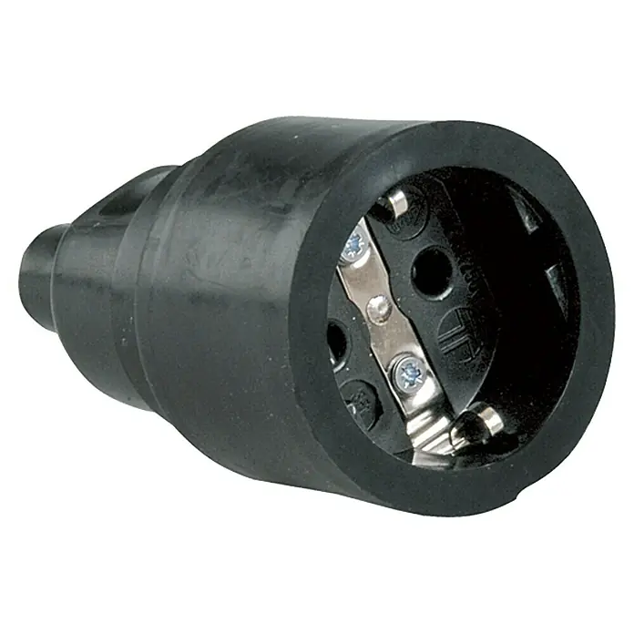 UniTEC Gummi-Schutzkontakt-Kupplung - Schwer, 250 V, 16 A, IP20, Schwarz