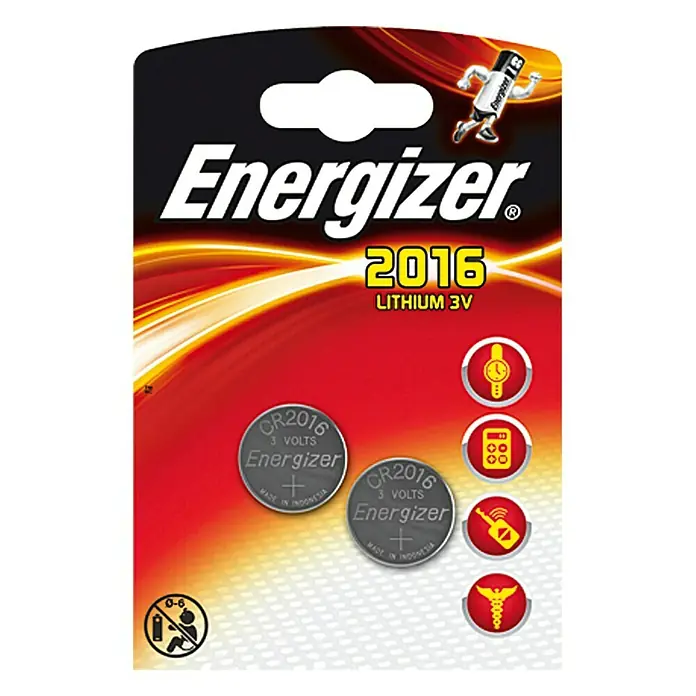 Energizer Plosnata baterija - CR2016, 3 V, 2 Kom. - Pogled sprijeda