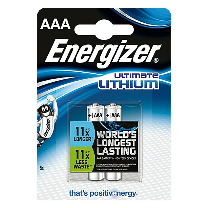 Energizer Batterij Ultimate Lithium - Micro AAA, 1,5 V, 2 st. - Vooraanzicht