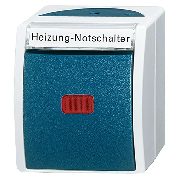 Busch-Jaeger Ocean Heizungsnotschalter - Blaugrün, Grau, Aufputz, IP44 - Vorderansicht