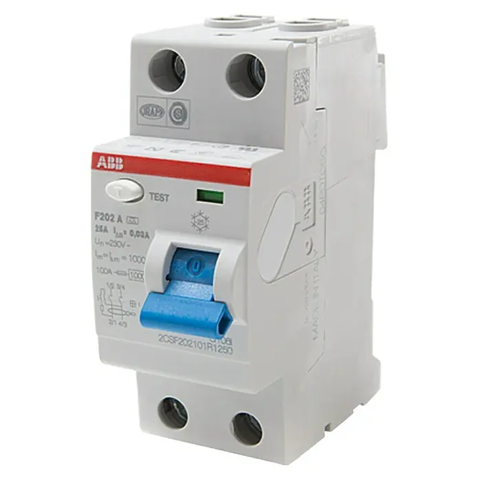 ABB System pro M compact FI-Schutzschalter F202 - 25 A, 2-polig, 0,03 A - Vorderansicht