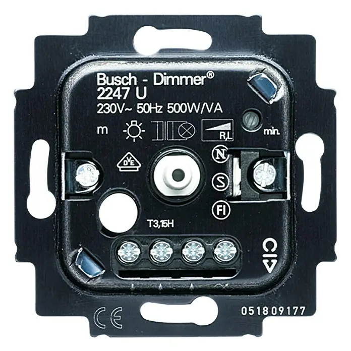 Busch-Jaeger Phasenanschnittdimmer-Einsatz Konventionell - 20 W - 500 W, Unterputz - Vorderansicht