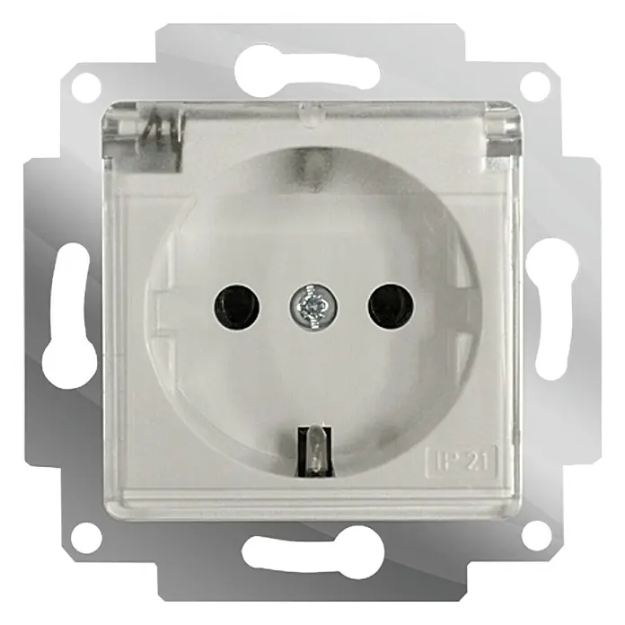 Voltomat MIKRO Steckdose mit Klappdeckel - Alpinweiß, 1-fach, Kunststoff, IP21 - Vorderansicht