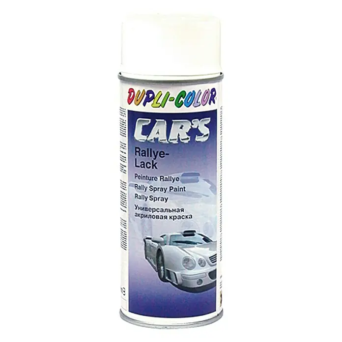 Dupli-Color Lak u spreju CAR'S Rallye - Bijele boje, Sjaj, 400 ml - Pogled sprijeda