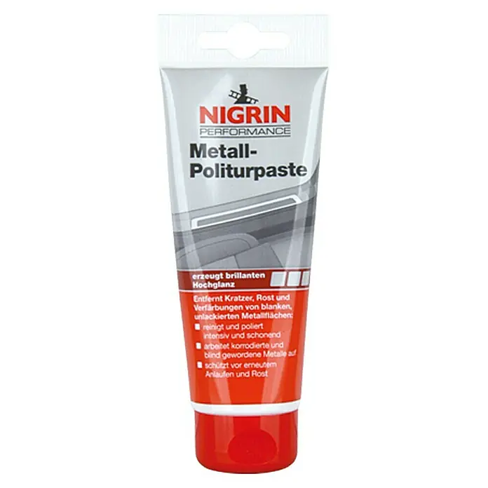 Nigrin Performance Metall-Politurpaste - 75 ml, Geeignet für: Unlackierte Metalle - Vorderansicht