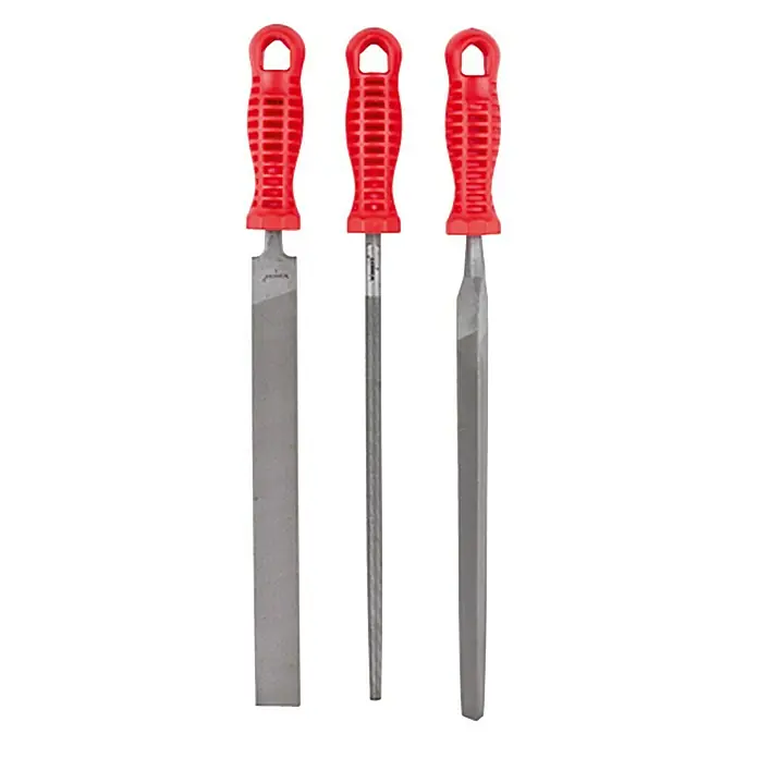 Feilen-Set - 3 -tlg., Geeignet für: Metall, Hieb: 2/Mittel, Länge Feilenblatt: 250 mm - Vorderansicht