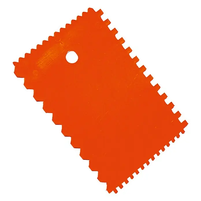 Espátula dentada para cola - Rojo, 4 lados - Vista frontal