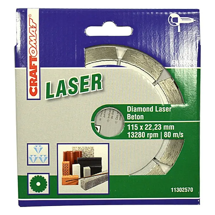 Craftomat Diamant-Trennscheibe Laser - Beton, Durchmesser Scheibe: 115 mm - Vorderansicht