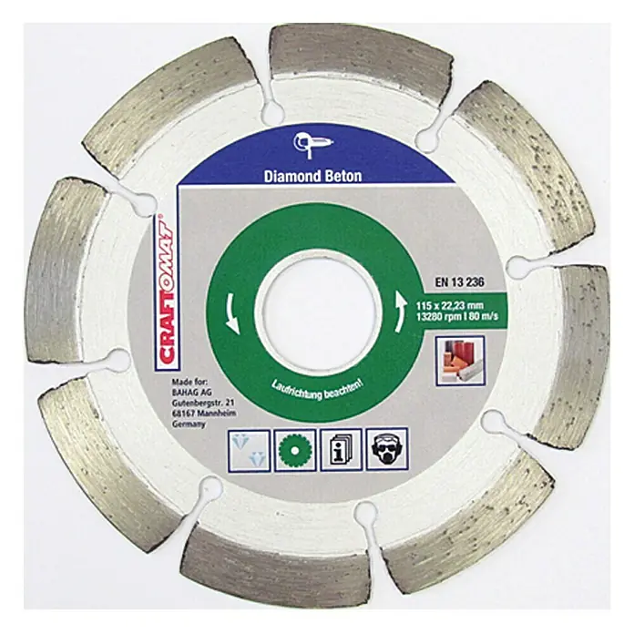 Craftomat Diamant-Trennscheibe - Beton, Durchmesser Scheibe: 115 mm - Vorderansicht