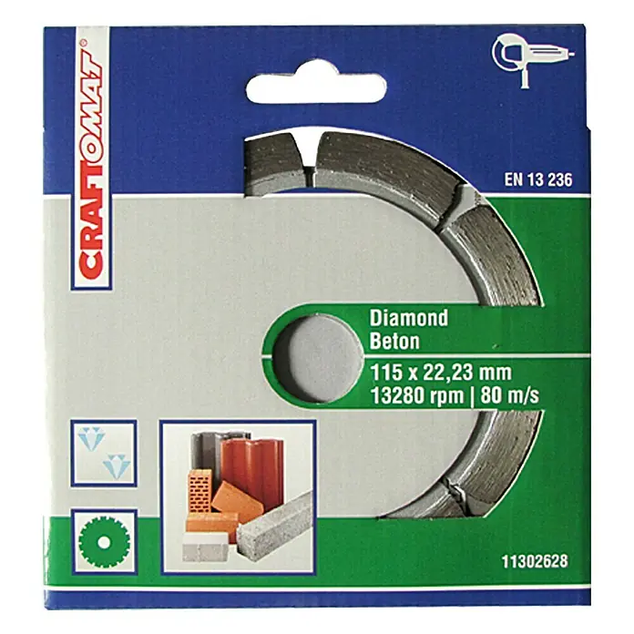 Craftomat Diamant-Trennscheibe - Beton, Durchmesser Scheibe: 115 mm - Vorderansicht