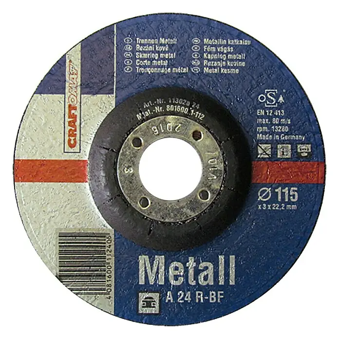 Craftomat Rezni disk - Metal, Promjer rezne ploče: 115 mm, Debljina plohe: 3 mm, 1 Kom. - Pogled sprijeda