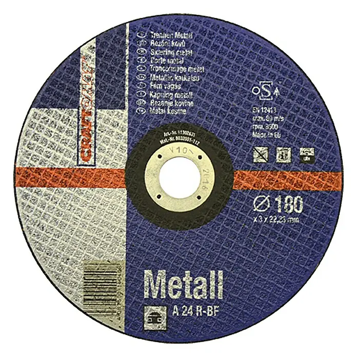 Craftomat Disco de corte A 24R-BF - Metal, Diámetro disco: 180 mm, Espesor disco: 3 mm, 1 ud. - Vista frontal