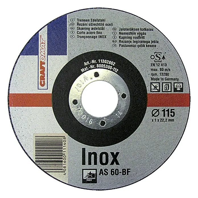 Craftomat Rezni disk AS 60T-BF - Plemeniti čelik, Promjer rezne ploče: 115 mm, Debljina plohe: 1 mm, 1 Kom. - Pogled sprijeda