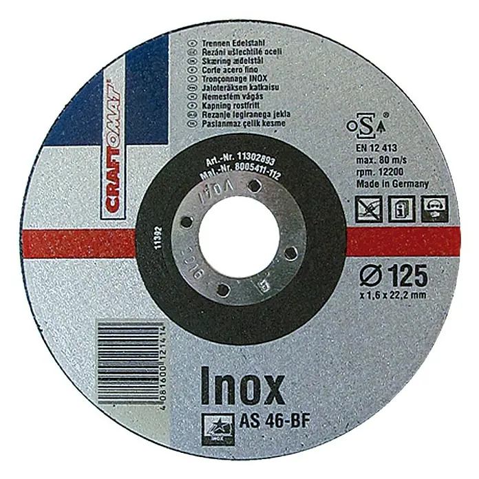 Craftomat Rezni disk AS 46T-BF - Plemeniti čelik, Promjer rezne ploče: 125 mm, Debljina plohe: 1,6 mm - Pogled sprijeda