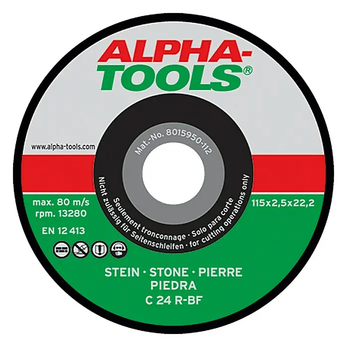 Alpha Tools Trennscheibe C 24R-BF - Stein, Durchmesser Scheibe: 115 mm, Stärke Scheibe: 2,5 mm, 10 Stk. - Vorderansicht
