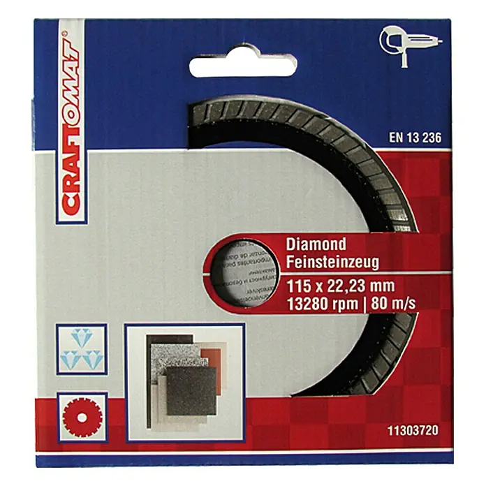 Craftomat Diamant-Trennscheibe - Feinsteinzeug, Durchmesser Scheibe: 115 mm, Stärke Scheibe: 1,4 mm - Vorderansicht