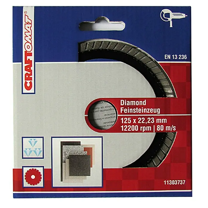 Craftomat Dijamantna rezna ploča - Kamene pločice, Promjer rezne ploče: 125 mm, Debljina plohe: 1,4 mm - Pogled sprijeda